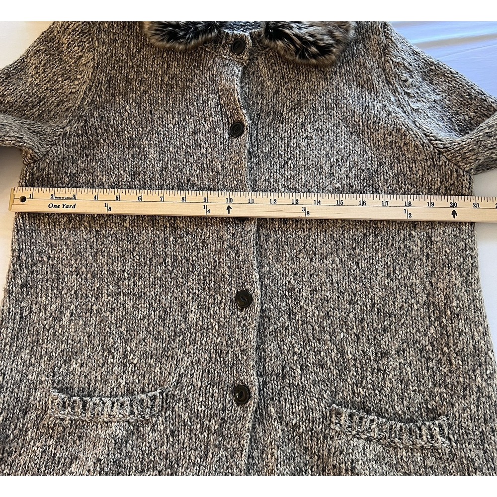 J JILL Chunky Soft Cozy Oversized Long Fur Collar Sweater Cardigan MEDIUM Petite - Picture 9 of 12